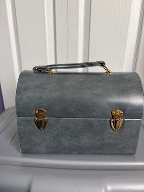 VINTAGE Structured Grey Top-Handle Women's Bag with Antique Hardware